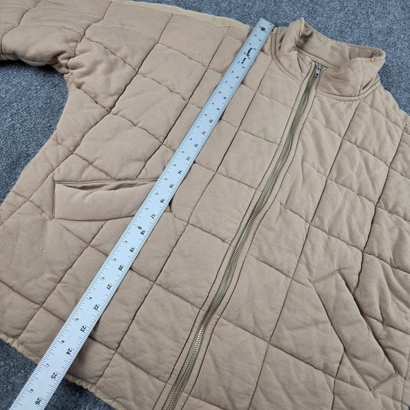Quince Organic Cotton Quilted Knit Jacket Women Size L Chestnut Full Zip Puffer - Picture 6 of 9